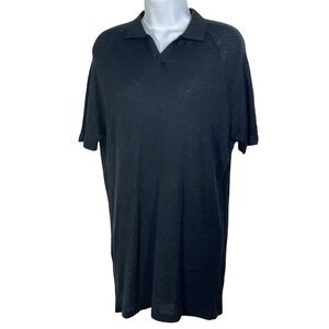 ARON IMANI Black Textured Knit Polo Shirt XXXL Short Sleeve Menswear Style